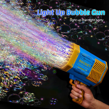 Big Rechargeable Powerful Bubble Gun with 69 Holes – Rocket Boom Bubble Blower Toy for Kids & Adults