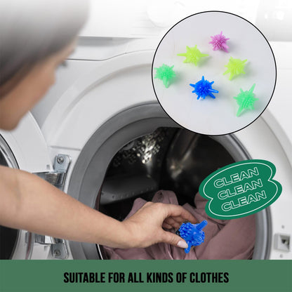 6 Piece Washing Machine Laundry Balls – Reusable Anti-Lint, Anti-Tangle and Fabric-Friendly Spiky Dryer Balls for Front Load and Top Load Washing Machines
