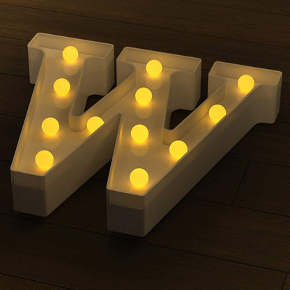 W Alphabet Shape LED Decorative Night Light Battery Operated Marquee Lamp for Kids Room Bedroom Party Home Decoration Wall and Table Decor