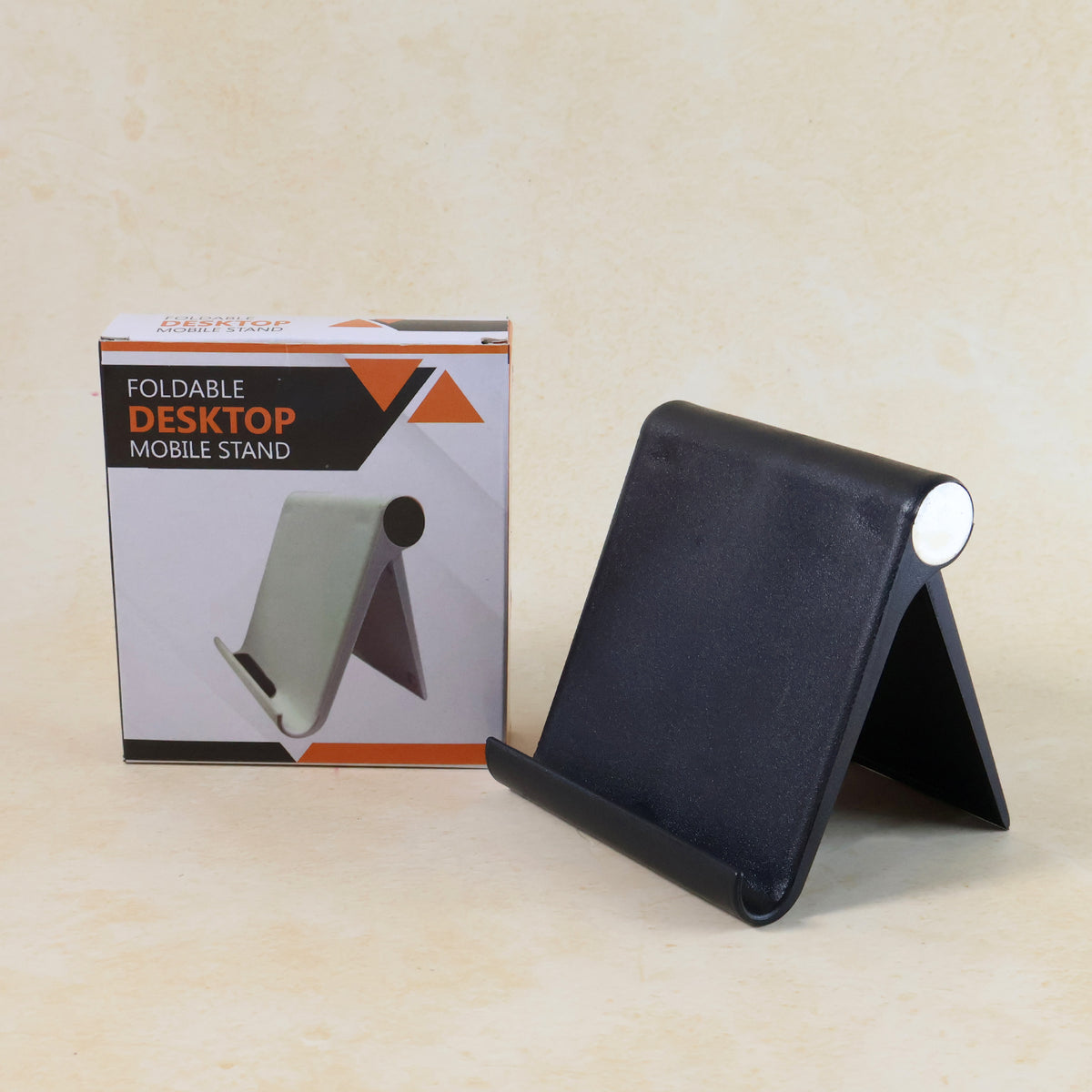 Plastic Foldable Desktop Mobile Stand for Tabletop Viewing, Video Calls, Gaming and Hands-Free Use – Adjustable Slim Design | Black