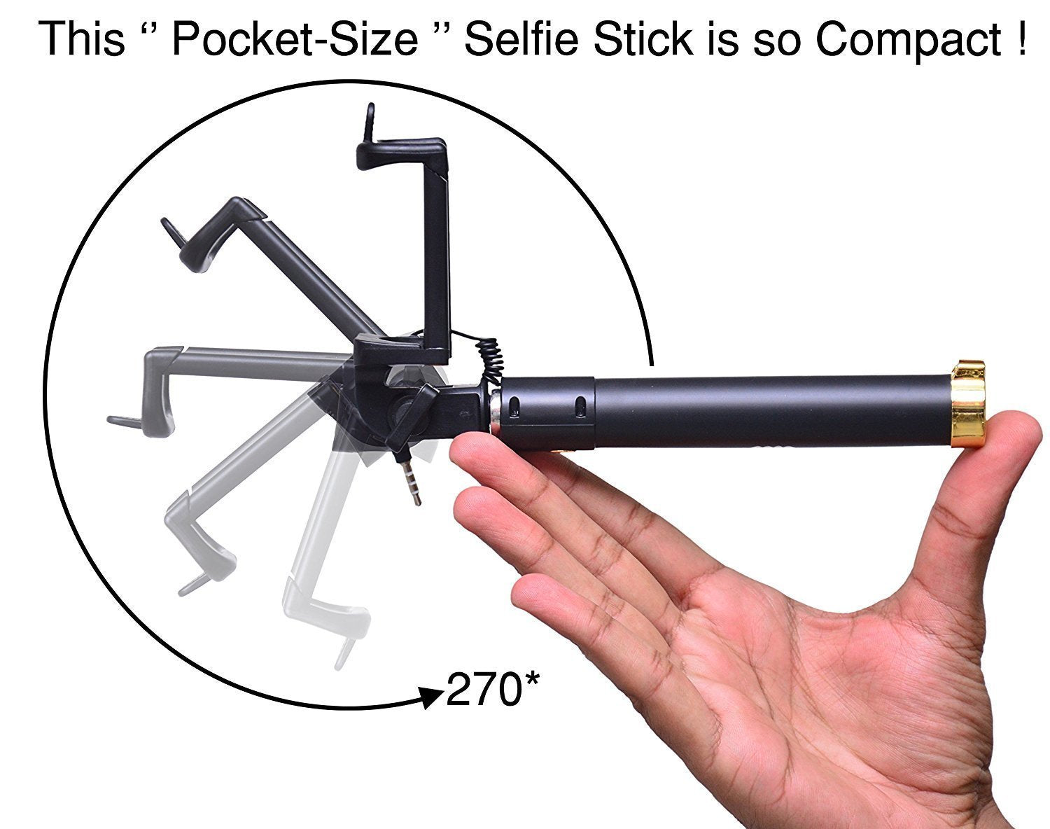 Selfie Stick with AUX Wire Extendable Monopod for Android and iPhone Smartphones Portable Handheld Selfie Stick (1 Pc)