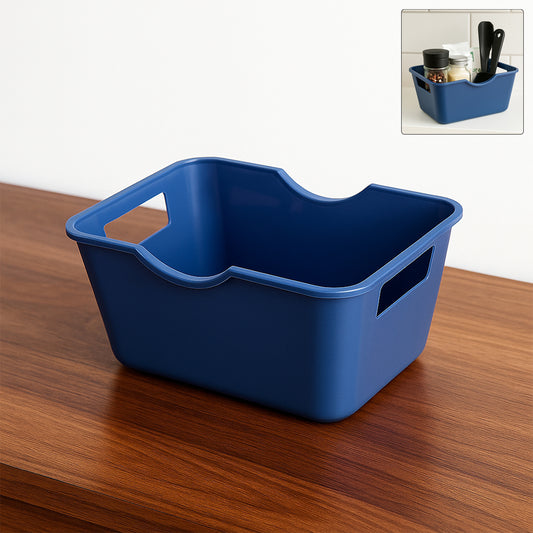 Multi-Purpose Storage Basket Organizer – Durable Plastic Utility Box with Easy-Carry Handles for Kitchen, Bathroom, Office & Home Organization (15 x 10.5 cm, 1 Pc)