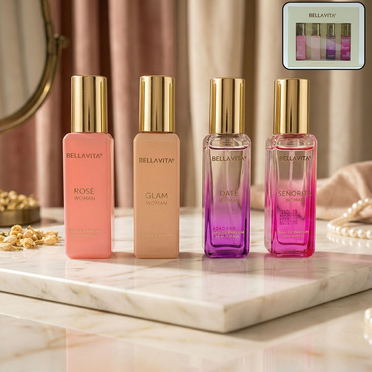 Bellavita Luxury Women Eau De Parfum Gift Set - 4 Pc 20 ML Each