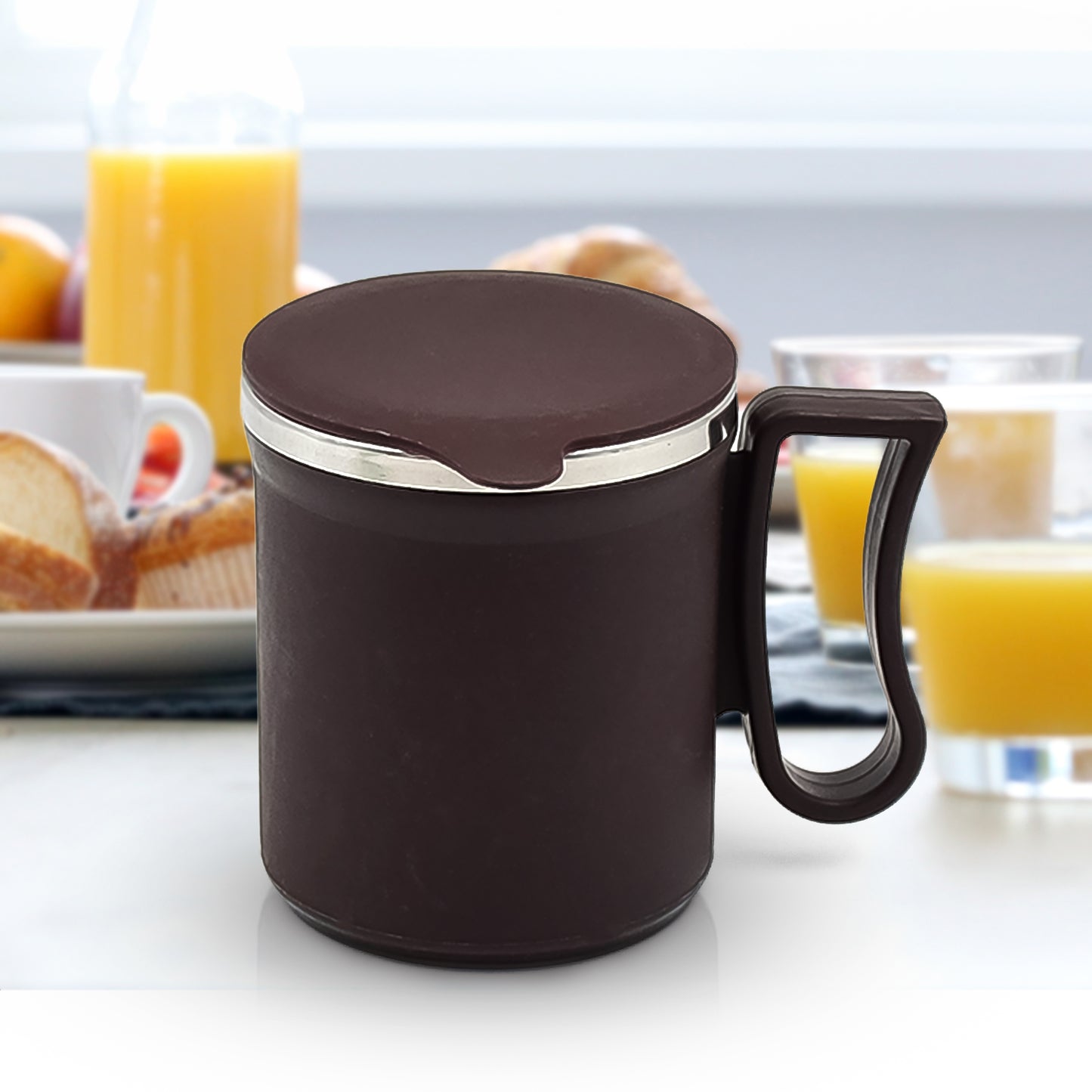 Insulated Coffee Mug with Lid & Handle (Random Color, Approx 200 Ml)
