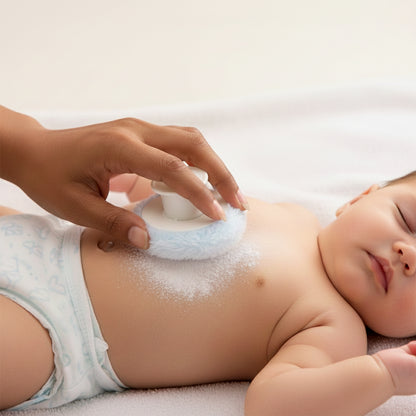 Baby Powder Puff Storage Box with Soft Applicator and Protective Lid for Gentle Newborn &amp; Infant Skin Care – Easy Dispensing Talcum Powder Container (1 Set)