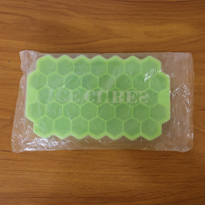 Premium Honeycomb Silicone Ice Cube Tray with Lid, Hexagon Ice Maker Mold for Freezer, Flexible Easy Release Ice Mold for Treats (1 Pc)