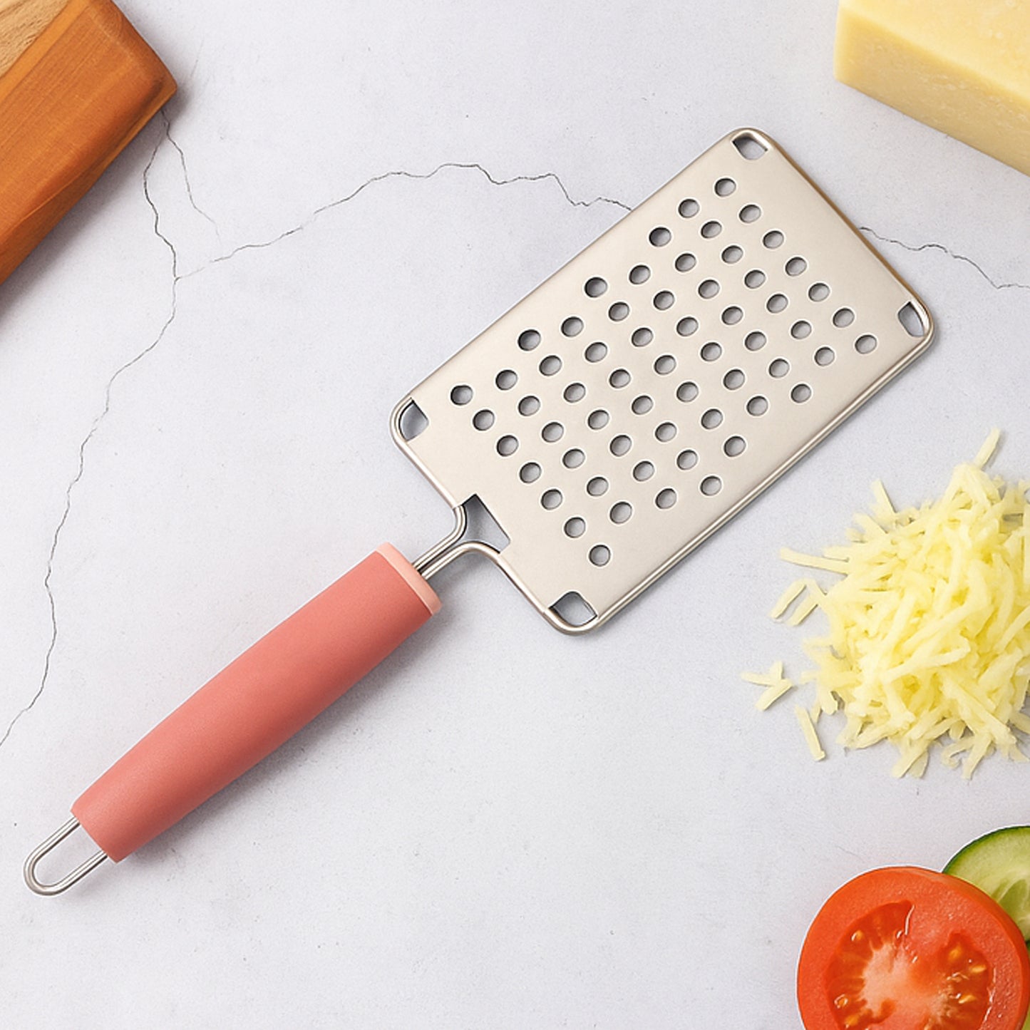 Supermom Stainless Steel Multipurpose Vegetable and Cheese Grater with Soft Grip Handle Heavy Duty Kitchen Hand Grater