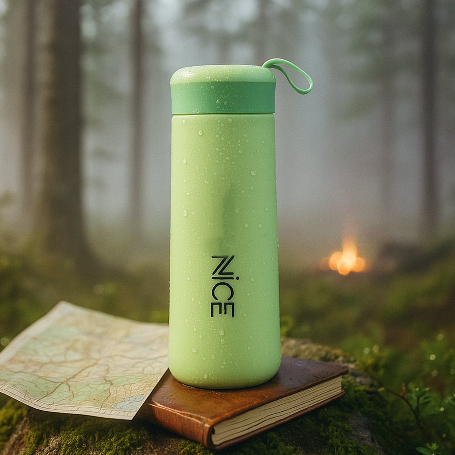 Leak-Proof Plastic Vacuum Flask - Green (400 ML)