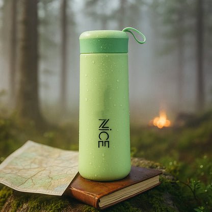 Leak-Proof Plastic Vacuum Flask - Green (400 ML)