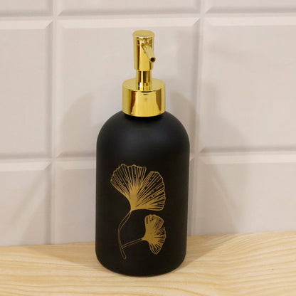 Manual Liquid Soap Dispenser with Decorative Leaf Design, Refillable Hand Wash Bottle with Press Pump for Bathroom, Kitchen Sink and Washbasin (1 Pc)