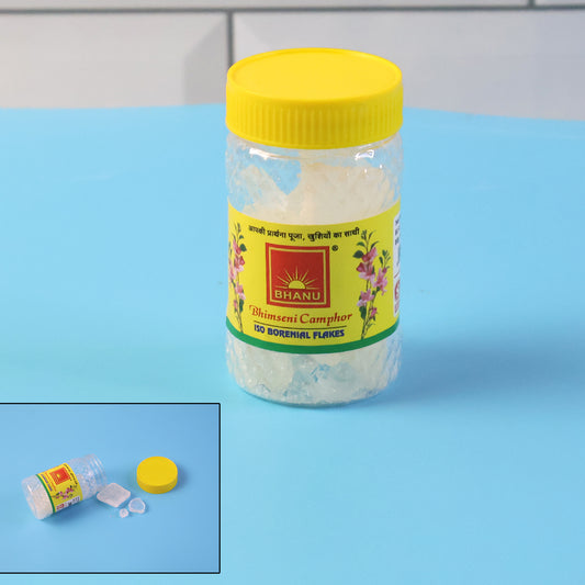 Premium Bhimseni Camphor ISO Borneol Flakes for Daily Pooja, Aromatic Purification & Home Fragrance – Pure Camphor Flakes for Ritual Use and Air Freshening