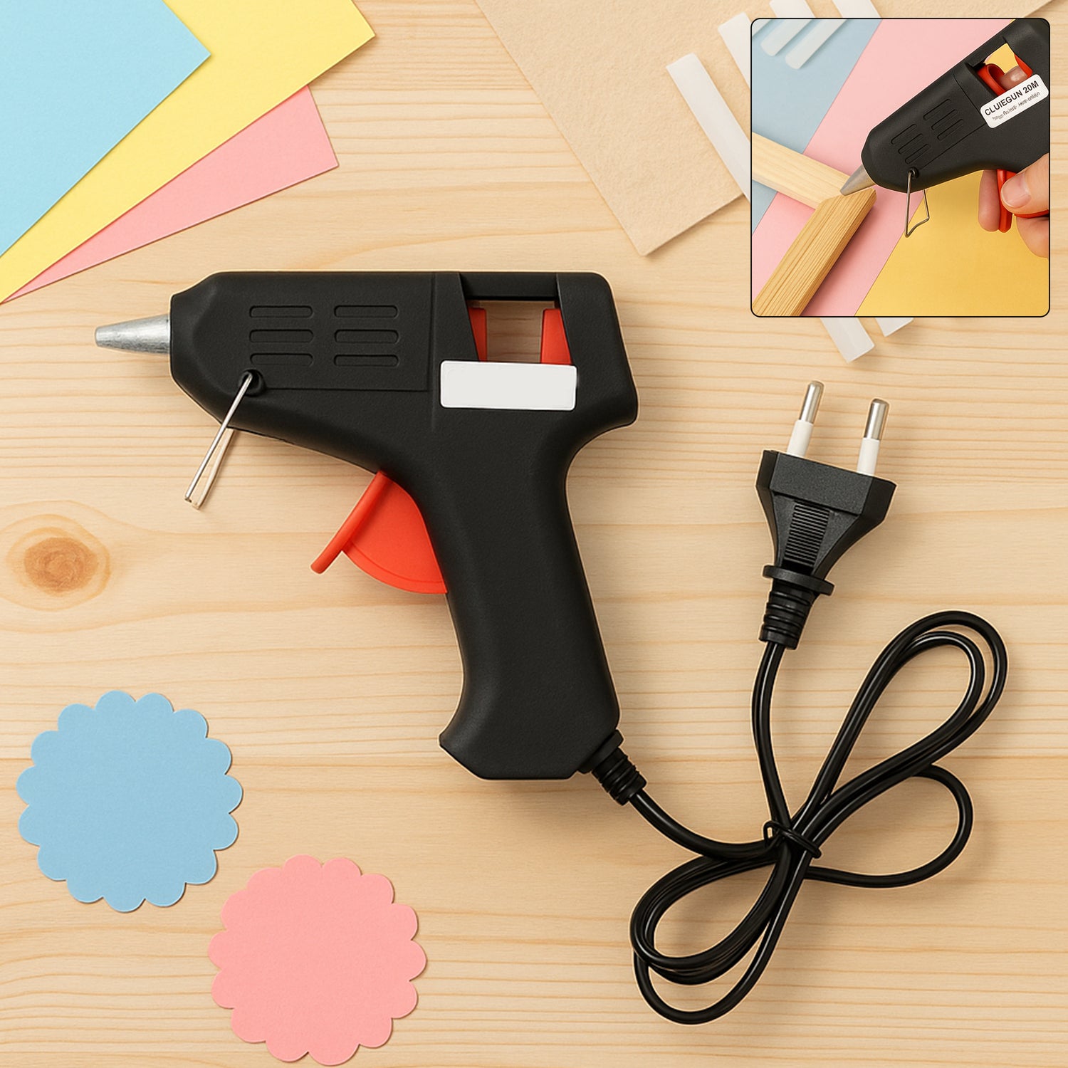 20w Hot Melt Glue Gun - Fast-heating Craft & Repair Adhesive Applicator (1 Pc)