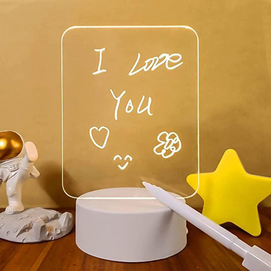 Led Acrylic Message Board Night Lamp | USB Powered Table Lamp | Write–Erase Notes | Desk Light • Decorative Night Light • Gift Item