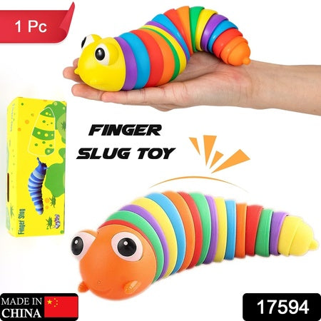 3D Rainbow Slug Fidget Toy Sensory Articulated Plastic Stress Relief Finger Toy for Kids (1 Pc)