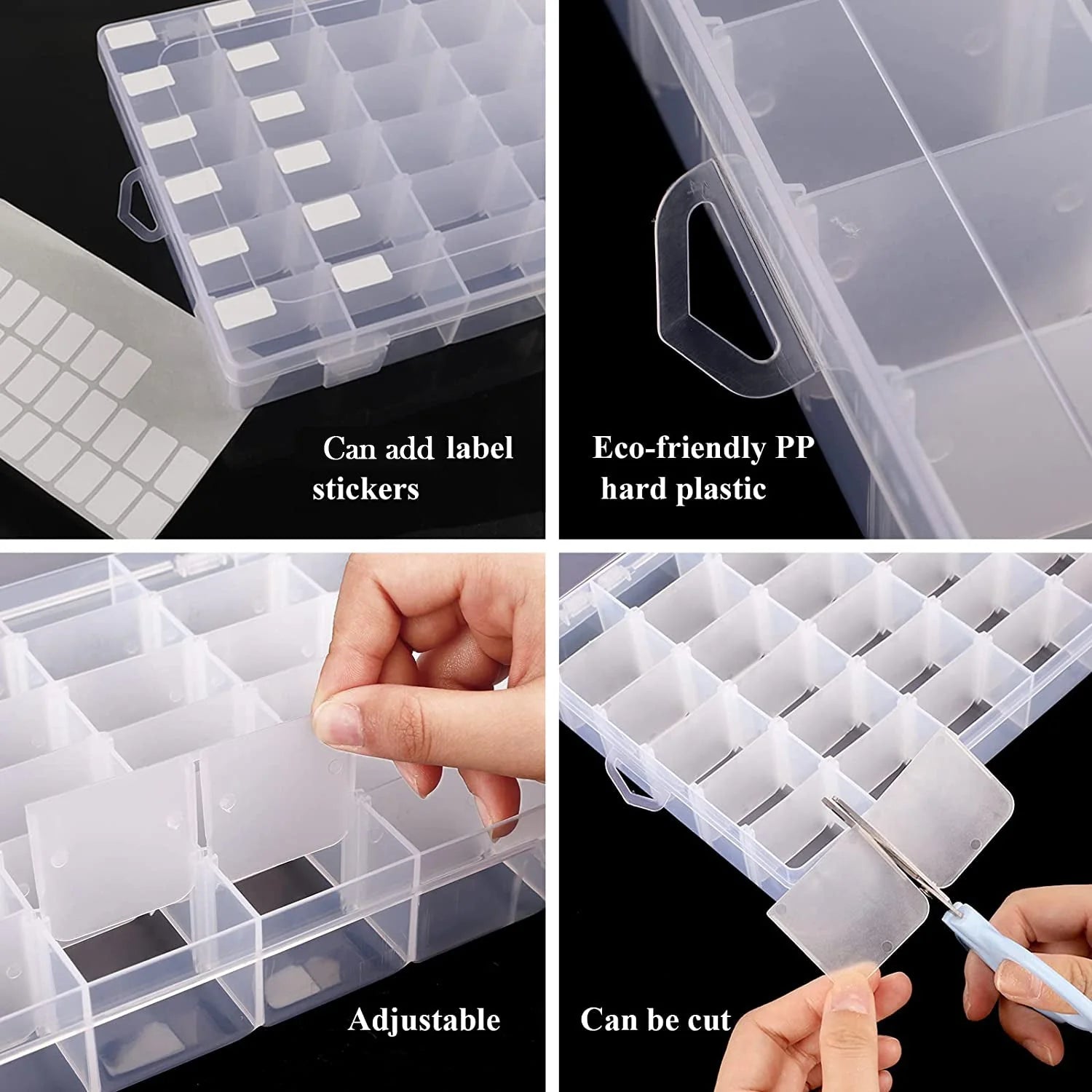 36 Grids Clear Plastic Organizer Jewelry Storage Box with Adjustable Dividers, Transparent Multipurpose Storage Box (1 Pc)