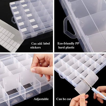 36 Grids Clear Plastic Organizer Jewelry Storage Box with Adjustable Dividers, Transparent Multipurpose Storage Box (1 Pc)