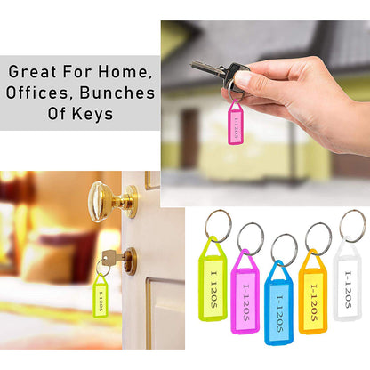 10 Piece Color Coded Keychain Tag Labels with ID Paper Insert and Split Ring for Keys, Cable Organization and Home Office Use