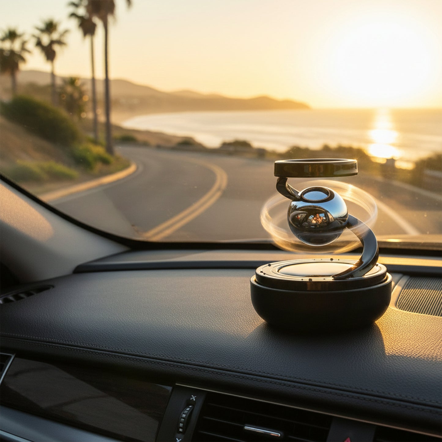 Premium Solar-Powered Rotating Car Air Freshener with Automatic Spinning Scent Diffuser | Galaxy Dashboard Perfume, Solar Aroma Diffuser, Dashboard Decor & Long-Lasting Fragrance (1 Pc)