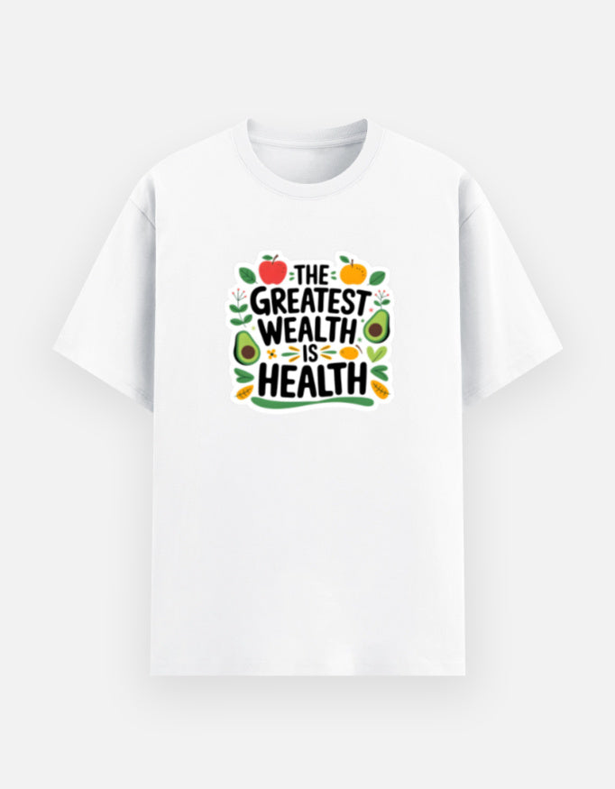NAYAAH Premium (White) Poly-Cotton 180 GSM Unisex T-Shirt – Soft Minimal Everyday Graphic Wear - Health Is Wealth White
