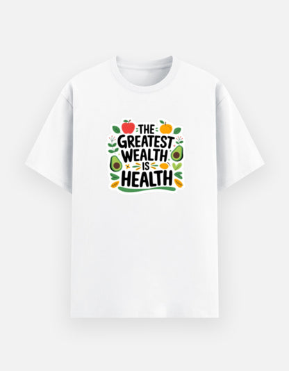 NAYAAH Premium (White) Poly-Cotton 180 GSM Unisex T-Shirt – Soft Minimal Everyday Graphic Wear - Health Is Wealth White
