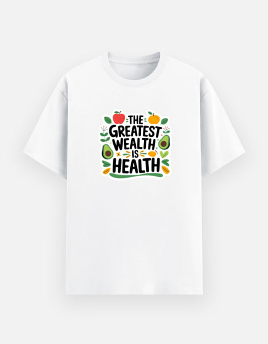 NAYAAH Premium (White) Poly-Cotton 180 GSM Unisex T-Shirt – Soft Minimal Everyday Graphic Wear - Health Is Wealth White