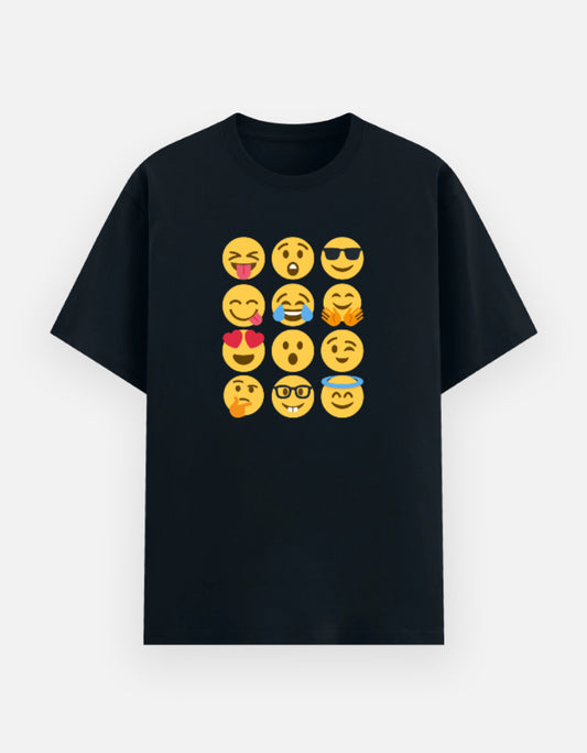 NAYAAH Premium (Navy Blue) Poly-Cotton 180 GSM Unisex T-Shirt – Soft Minimal Everyday Graphic Wear - Smiley Emoji Navy Blue