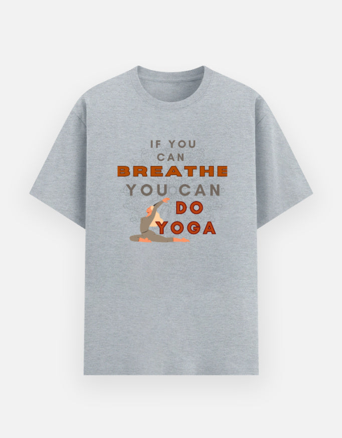 NAYAAH Premium (Grey Melange) Poly-Cotton 180 GSM Unisex T-Shirt – Soft Minimal Everyday Graphic Wear - Do Yoga Grey Melange