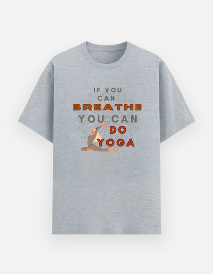NAYAAH Premium (Grey Melange) Poly-Cotton 180 GSM Unisex T-Shirt – Soft Minimal Everyday Graphic Wear - Do Yoga Grey Melange