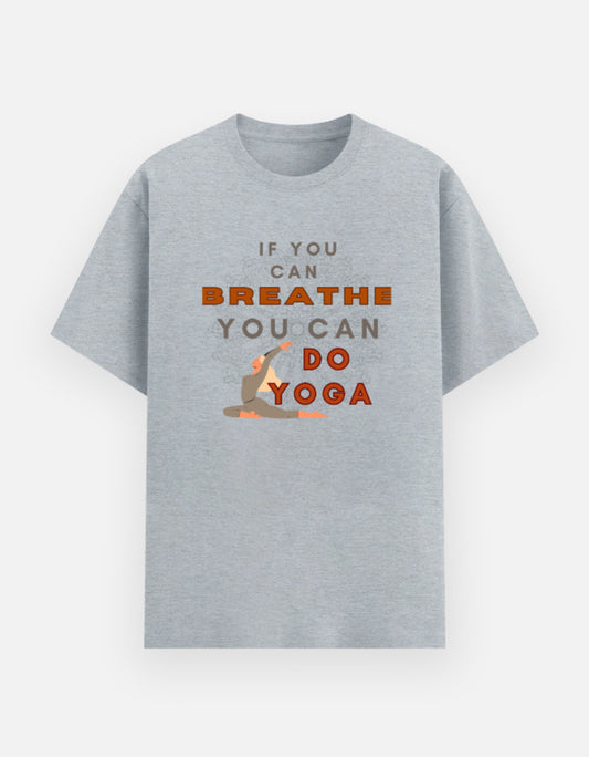 NAYAAH Premium (Grey Melange) Poly-Cotton 180 GSM Unisex T-Shirt – Soft Minimal Everyday Graphic Wear - Do Yoga Grey Melange