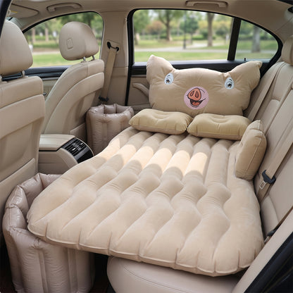 Car Air Mattress Bed Set Cartoon Pig Design Inflatable Travel Bed With Pillows