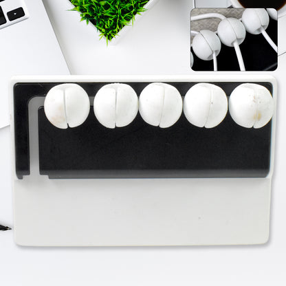 Adhesive Silicone Cable Clips 5 Slot Self Adhesive Cable Organizer for Charging Cables USB Wires Power Cords Desk Home Office and Car (1 Pc)