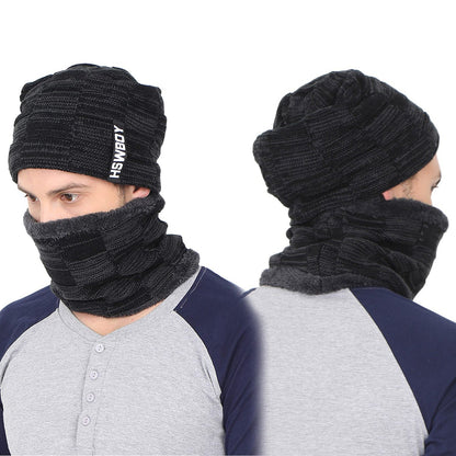 Ultra Soft Unisex Woollen Beanie Cap and Muffler Scarf Set Winter Thermal Knit Cap with Warm Fleece Lining