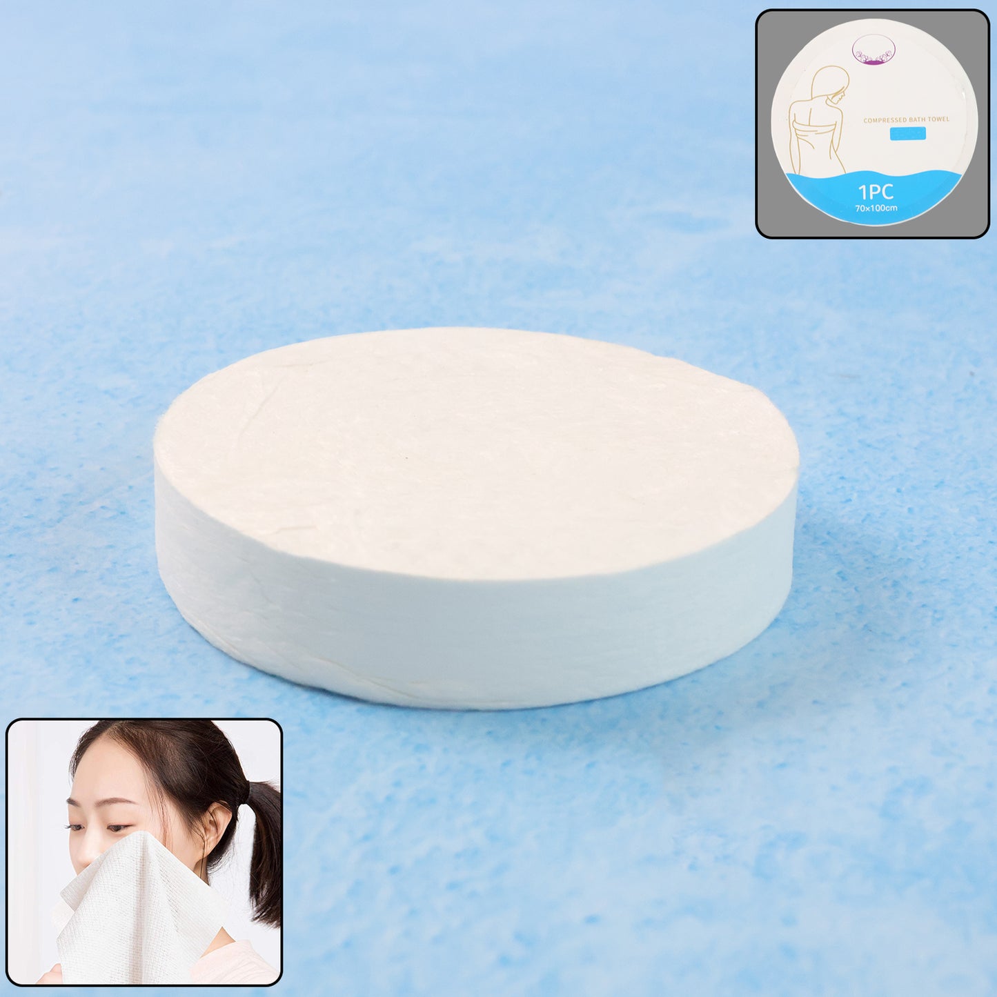 Compressed Travel Bath Towel - (1 Pc 70x10 Cm)