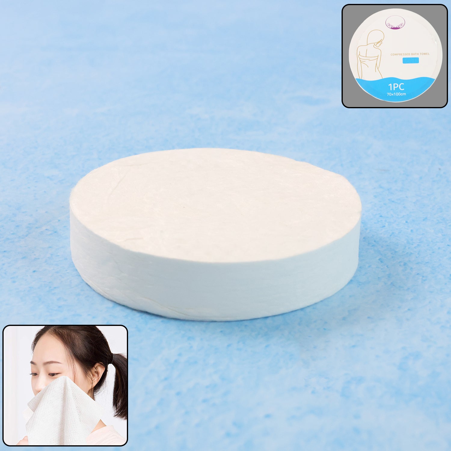 Compressed Travel Bath Towel - (1 Pc 70x10 Cm)