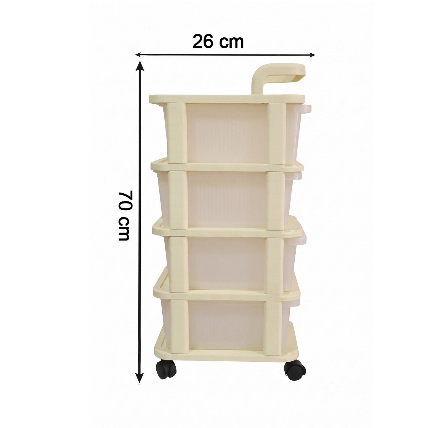 4 Tier Plastic Storage Trolley with Wheels Rolling Drawer Organizer Cart for Kitchen Bathroom Office Craft Supplies and Home Storage (1 Pc)
