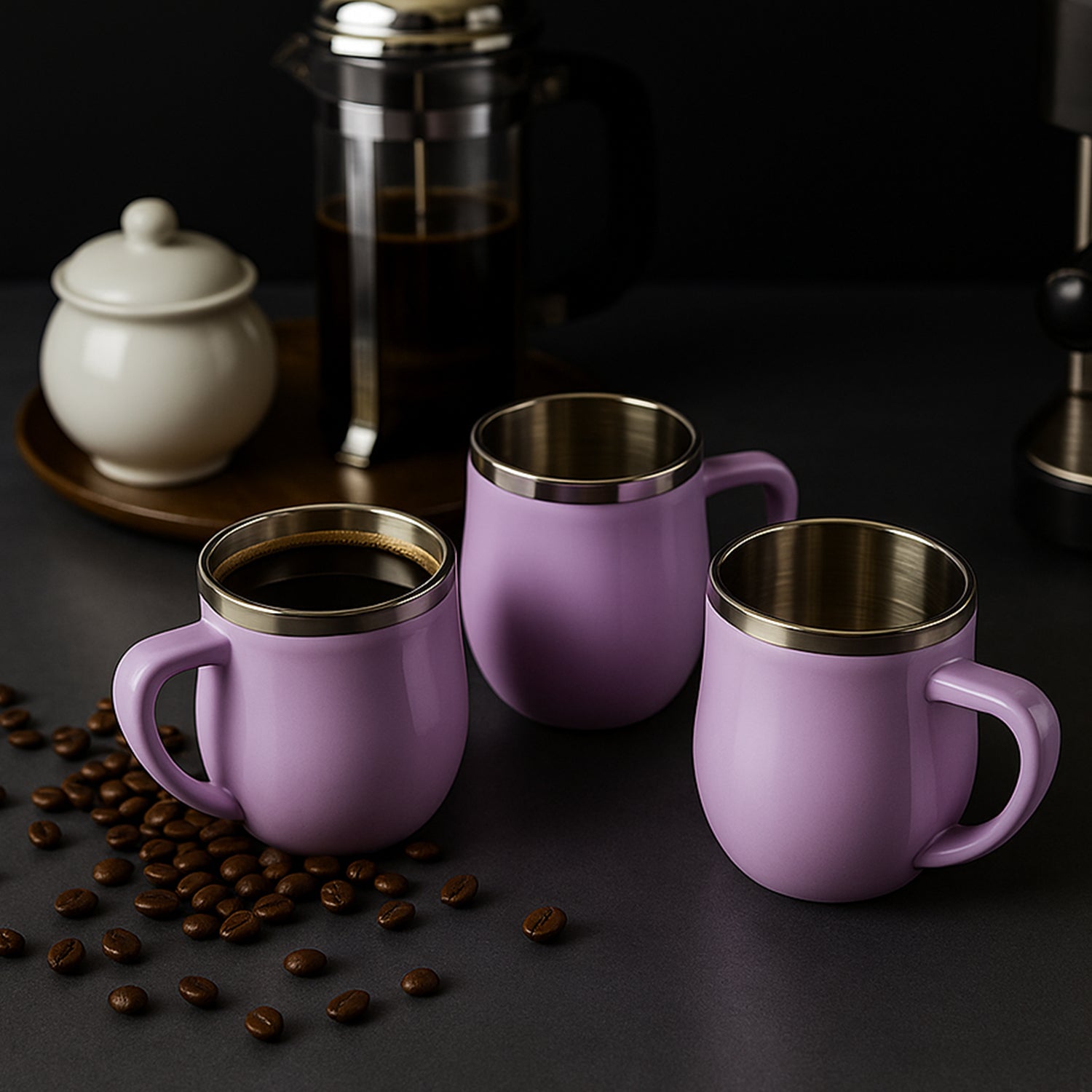 Apex Chit-Chat Double Wall Stainless Steel Mug Set | 6 Pieces 200 ML Insulated Tea and Coffee Mugs with Handle for Home, Office and Gifting