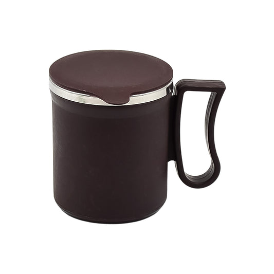 Insulated Coffee Mug with Lid & Handle (Random Color, 200 Ml) | Plastic Covered Stainless Steel Double-Walled Tea Mug | Hot & Cold Travel Cup for Kids & Students