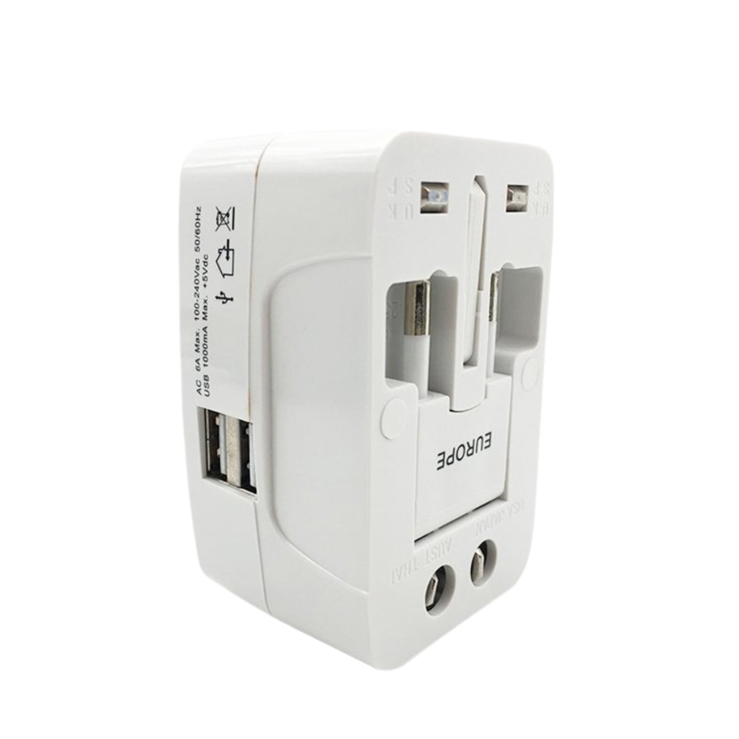 Universal Worldwide Travel Adapter International Power Plug Converter with USB Charging AU UK US EU Multi Plug Adapter (1 Pc)