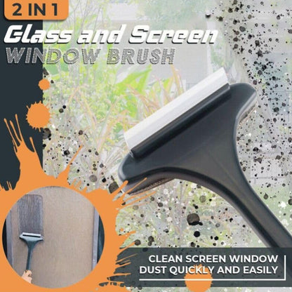 2 in 1 Window Mesh Cleaning Brush and Wiper with Extended Handle – Multi-Purpose Screen, Glass and Groove Cleaner