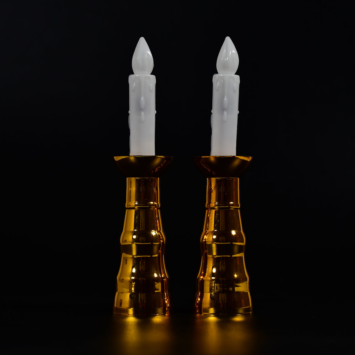 2 Pcs LED Flameless Candle Lights, Battery Operated Flickering Electric Candles with Gold Base &amp; Suction Cups for Window, Wedding, Christmas & Home Decoration