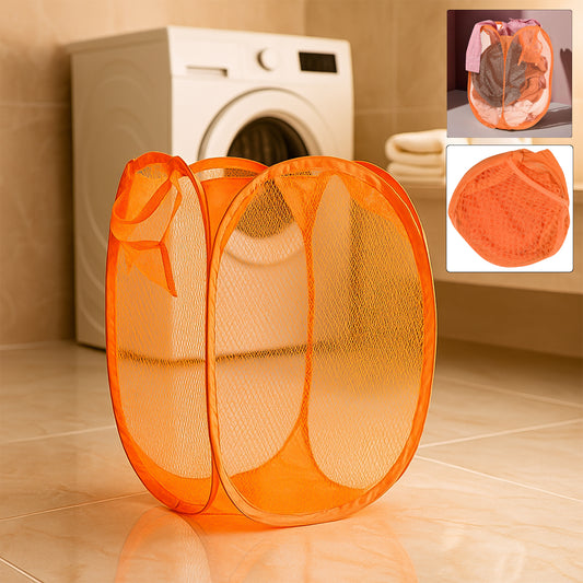 Foldable Pop-Up Mesh Laundry Basket Hamper – Lightweight, Breathable Clothes Storage Organizer with Handles for Home, Bedroom, Bathroom and Travel Use