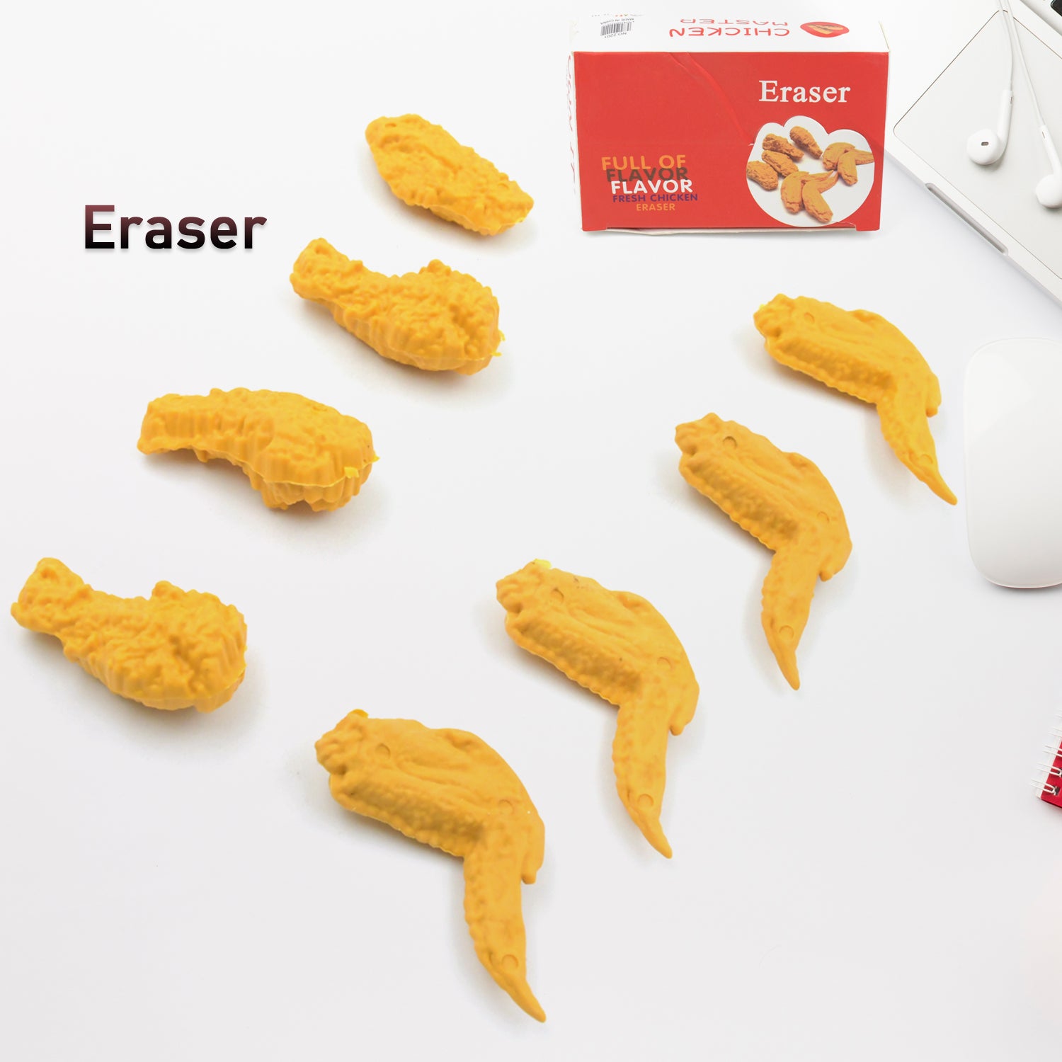 Chicken Wings and Chicken Legs Shape Eraser Set – Cute Novelty Pencil Erasers for School, Office and Party Favors (Pack of 8)