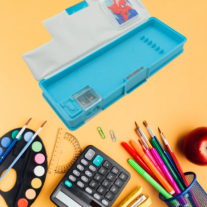 Cartoon Multi-functional Geometry Box For Kids With Inbuilt Calculator | 2 Sides Open And Double Sharpener