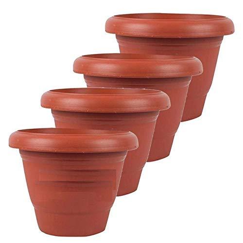 Garden Heavy Duty Plastic Planter Pot Gamla 10 Inch Round Flower Pot for Indoor Outdoor Plants Brown Pack of 1