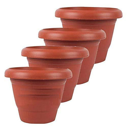 Garden Heavy Duty Plastic Planter Pot Gamla 10 Inch Round Flower Pot for Indoor Outdoor Plants Brown Pack of 1