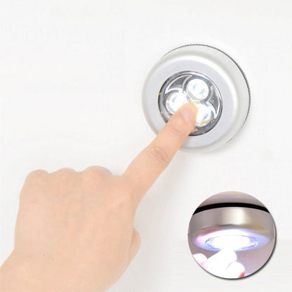 3 LED Cordless Stick Tap Wardrobe Touch Light Lamp – Battery Operated Stick-On LED Push Light for Wardrobes, Cabinets, Kitchen, Bedroom and Emergency Use