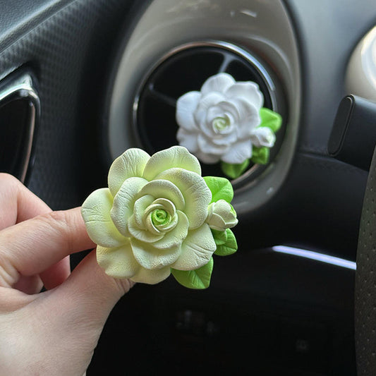Elegant Rose Flower Car Air Freshener Clip for AC Vent with Perfume Bottle 10ML Long Lasting Floral Fragrance Diffuser with Decorative Petal Design Car Interior Aromatherapy Accessory (1 Pc)