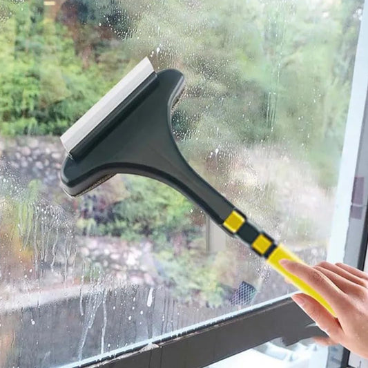 2 in 1 Window Mesh Cleaning Brush and Wiper with Extended Handle – Multi-Purpose Screen, Glass and Groove Cleaner