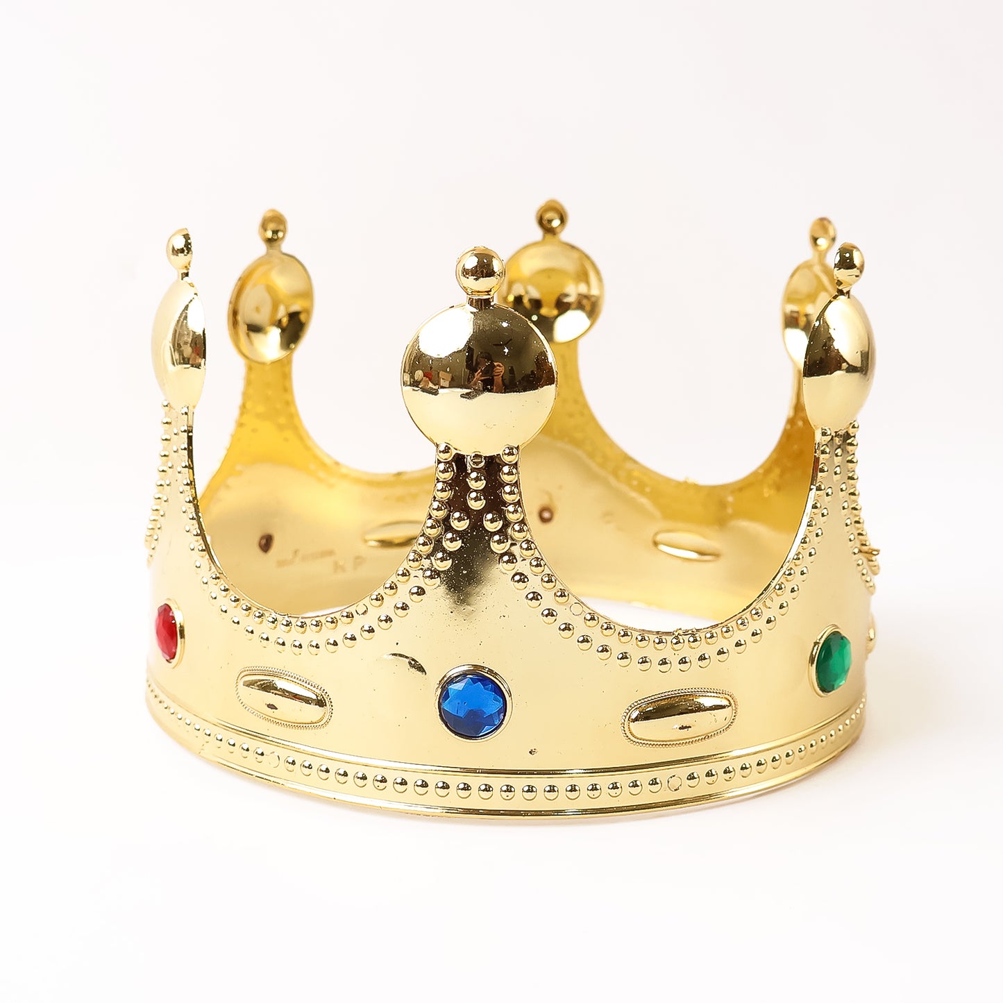Golden Royal Crown Costume Headpiece with Colored Gems Lightweight King Crown for Fancy Dress Roleplay Parties and Events Pack of 1
