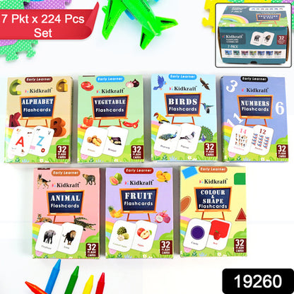 Kidkraft 7-in-1 Educational Flashcards Set for Kids – 224 Learning Cards for Alphabet, Numbers, Animals, Fruits and More